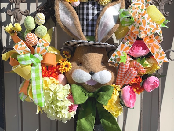 Easter Wreath, Spring Wreath for Front Door, Easter Wreath with Bunny, Bunny Wreath, Spring Wreath with Bunny, Easter Wreath, Bunny Wreath