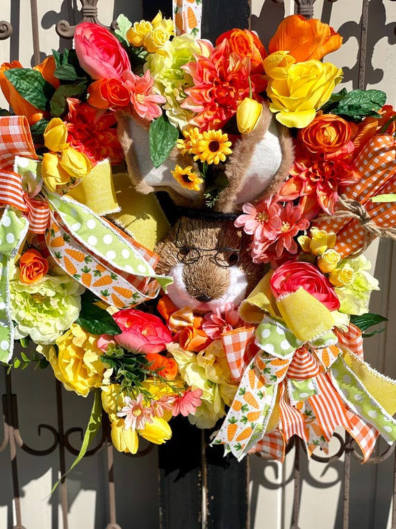 Spring Wreath, Easter Wreath, Bunny Wreath, Easter Wreath for Front Door, Spring Wreath for Door, Large Easter Wreath, Spring Wreath