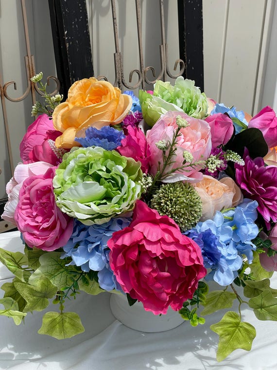 Everyday artificial floral arrangement, Large floral arrangement, Hydrangea and Peony floral arrangement, Elegant floral arrangement