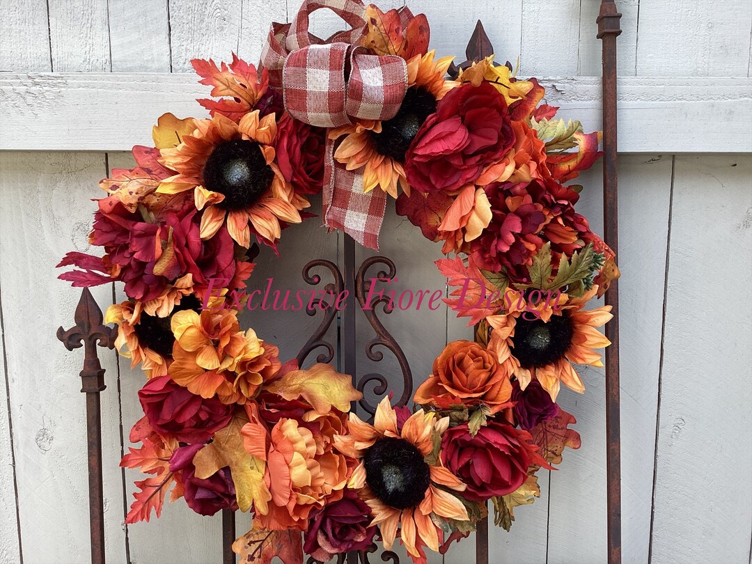 Fall Wreath for Front Door, Sunflower Wreath for Fall, Ship Today, Best Seller, Fall Wreath