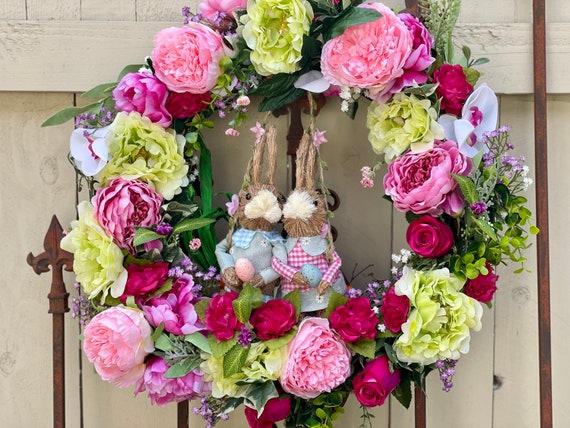 Bunny Wreath, Spring Wreath, Easter Wreath for Door, Spring Wreath for Door, Spring Wreaths, Easter Wreath ,Bunny Wreath, Wreath