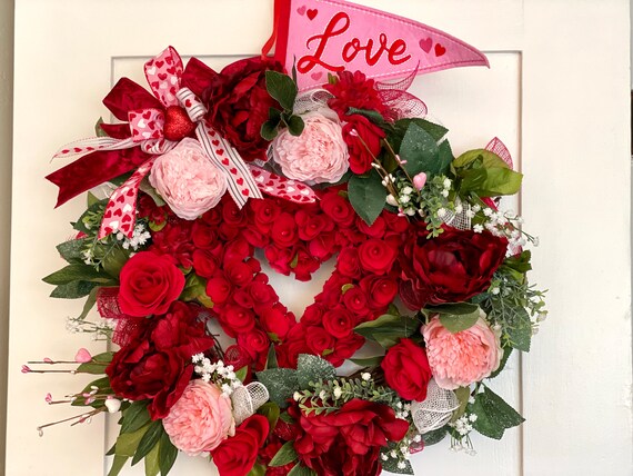 Valentine's Wreath, February Wreath for Front Door, Valentine Wreath for Door, Best Seller, Valentine's Wreaths, Valentine's, Door Wreath