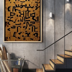 Extra Large Modern Japanese Wall Art, Oil Handmade Wall Art, Oversized Original Oil Painting, Canvas Artwork Yellow Golden Burning Texture