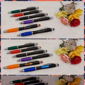 personalisierter gravierter Kugelschreiber mit LED * Geschenk Kuli * Gravur * personalisiert * Geburtstag Touchpen mit Licht
