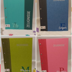 Zeugnismappe personalisiert mit Leineneinband und Folien * ROTH * Leinen * Schule Name Zeugnishülle A4 großer Buchstabe Monogramm