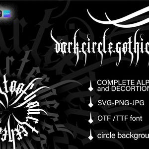 Letras de tatuaje + plantilla de fuente de cuadrícula, TTF-OTF.-svg, jpg, png, Procreate Tattoo, plantilla de tatuaje, Procreate, Photoshop, plantilla negra gótica oscura.