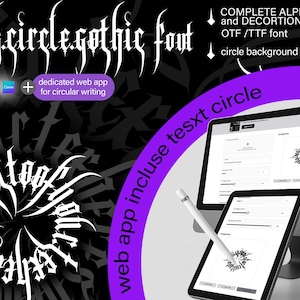Gothic Tattoo Lettering Font + App incluse FREE -Blackletter TTF/OTF  for Procreate, Photoshop | Tattoo Template for Artists + Stencil Grid