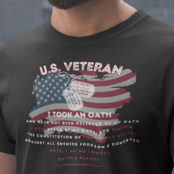 American Flag Veteran T-Shirt, Oath Defender Tee, Constitution Patriot Apparel, USA Defender Shirt, Patriotic Military Tee, US Veteran Shirt