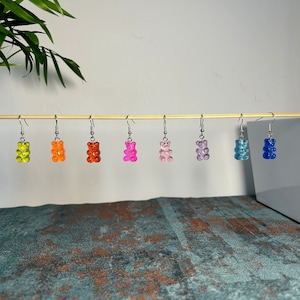 Gummy Bear Dangle Earrings: Fun Colorful Candy Jewelry