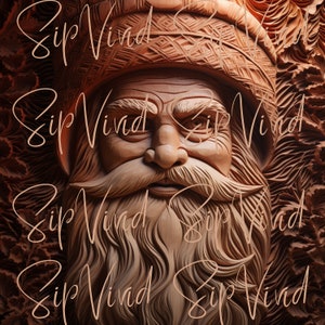 Laser Cut Files Laser Engrave File 3D Illusion, PNG, SVG, Vector, Dithered Image for Engraving, Santa Digital File, Lightburn