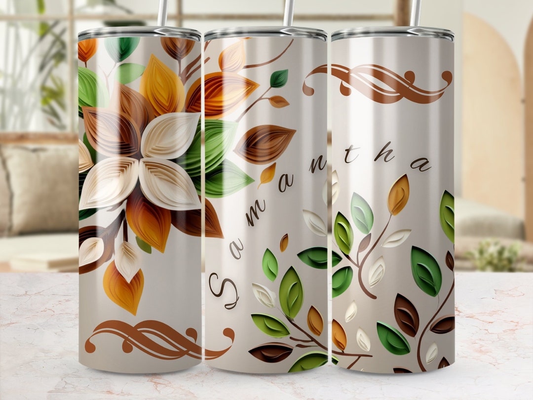 Personalized 3D Fall Leaves 20oz Skinny Tumbler Sublimation Designs ...