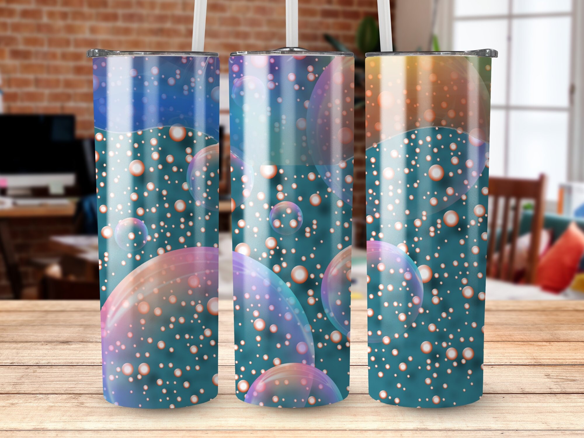Bubbles Inflated Tumbler Wrap, Bubbles 20oz Tumbler Design, Tumbler