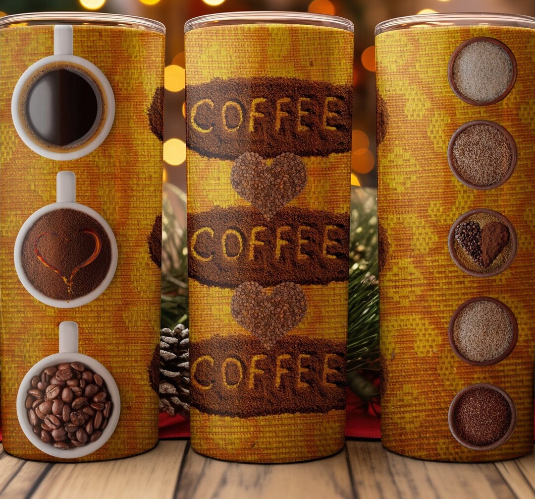 Tumbler Wrap Coffee Lover Coffee Bean Tumbler 20 Oz Skinny Tumbler