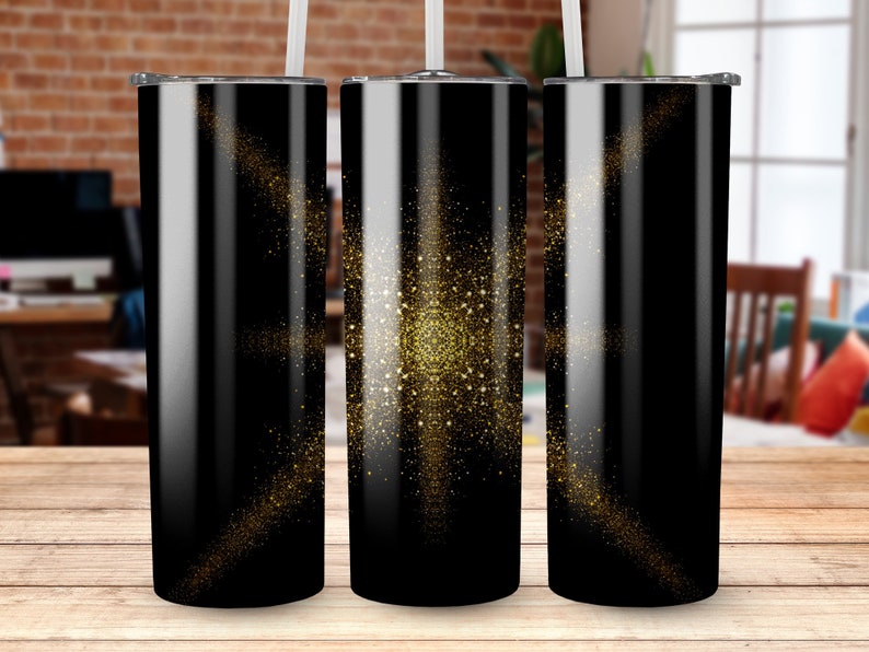 Black Glitter Tumbler Wrap 20 Oz Skinny Tumbler Design Etsy