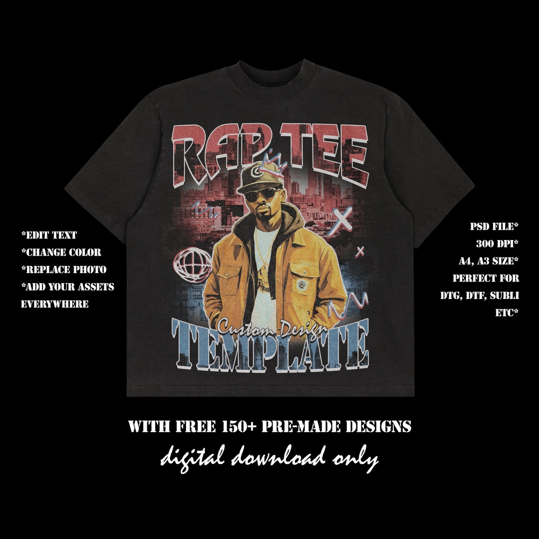 Rap Tee Template, Bootleg Design, 90s Design, Tshirt Design, Graphic Rap Tee Template, Bootleg Design, 90s Design, Tshirt Design, Graphic