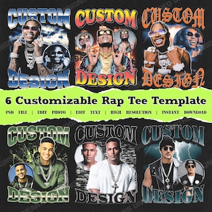 Rap Tee Template, Rap Tee T-Shirt Design, 90s Bootleg, Vintage Bootleg, Bootleg T-Shirt Design, PSD File, Digital Download, Dtf, Dtg, Subli