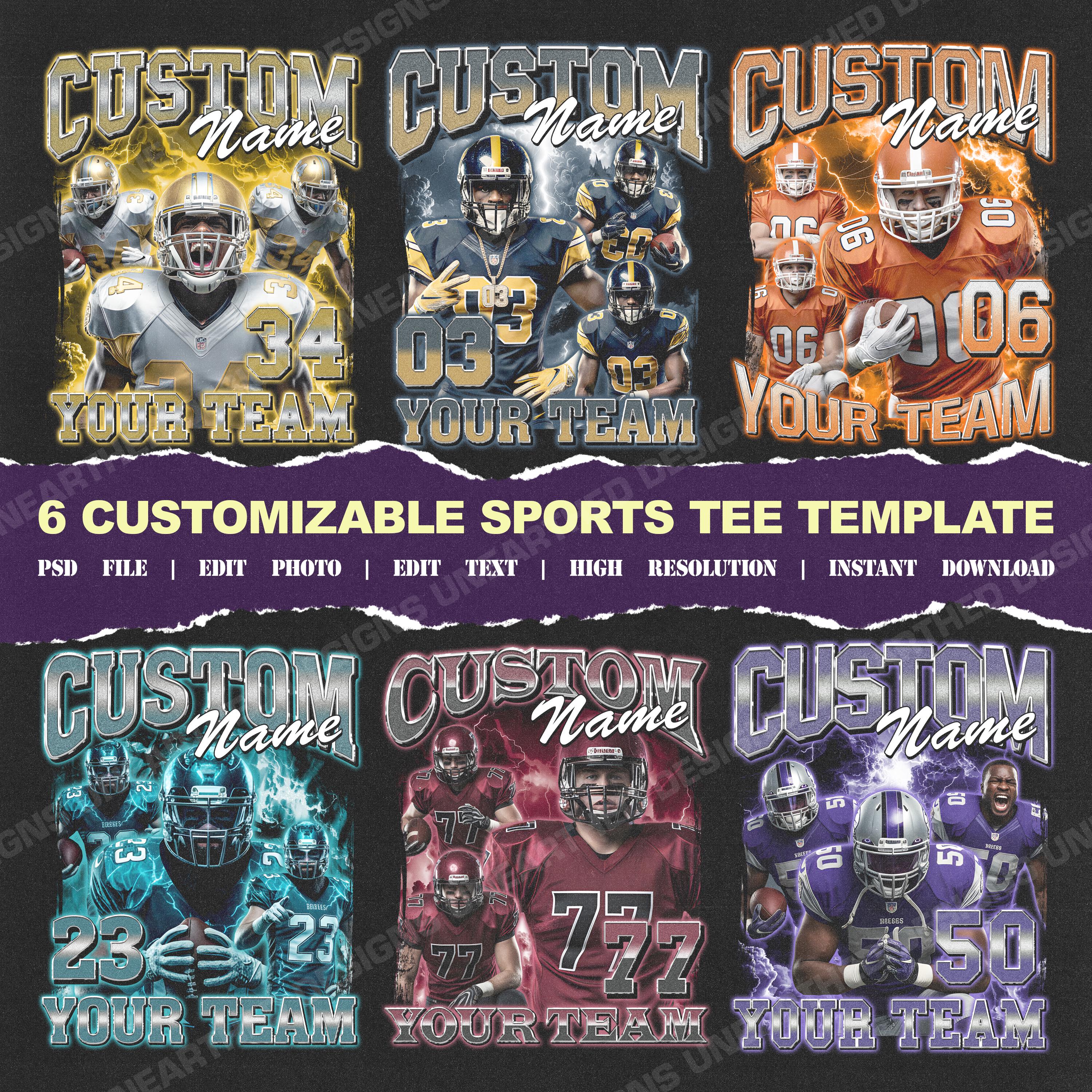 Custom Sports Tee Template, Football Design, Basketball Design ...