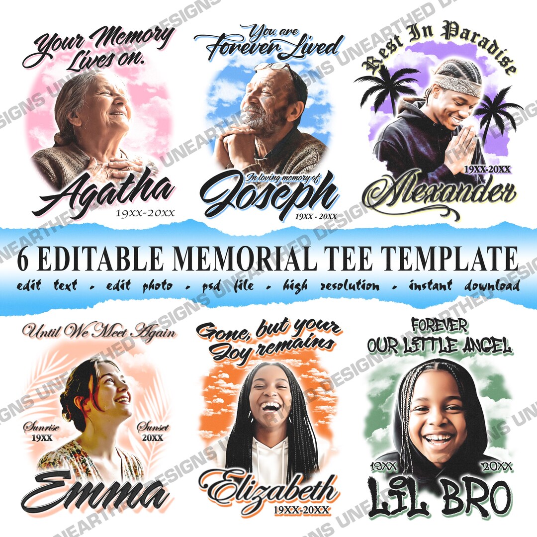 In Loving Memory T Shirt Design Template, Funeral T Shirt Photo Design