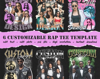 Rap Tee Template, Custom Your Own Bootleg Idea, 90s Bootleg Design, Girlfriend Custom Tshirt Design, Editable PSD File, Digital Download