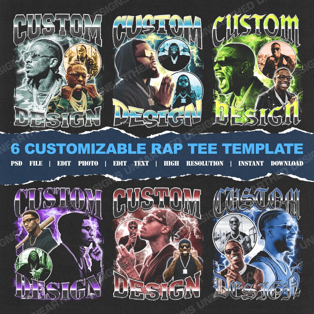 Custom Bootleg Rap Tee Template Bundle, Custom Rap Tee Template ...