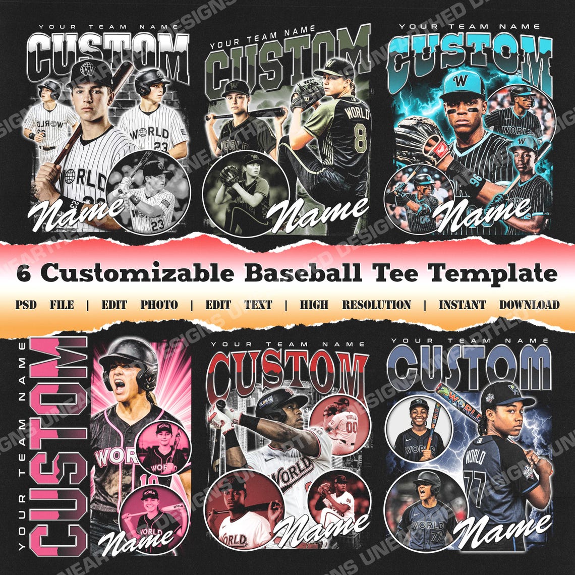 Baseball Tee Design Template , Sports Tee Template, Custom Your Own ...