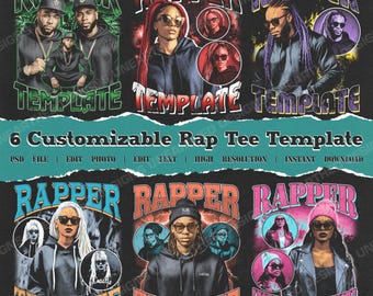 Tee-shirt rap bootleg modifiable, personnaliser votre propre bootleg, bootleg rap personnalisé, tee-shirt rap personnalisé, inspiré vintage des années 90, téléchargement numérique, fichier PSD