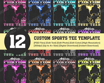 Custom Sports Tee Template, Athlete Tee Template, 90s Bootleg Design, Sports Custom Tshirt Design, Editable PSD File, Digital File Download
