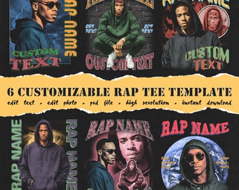 Rap Tee Bootleg Template, Rap Tee T-Shirt Design, 90s Bootleg, Vintage Bootleg, Bootleg T-Shirt Design, PSD File, Digital Download, Dtf, Dtg