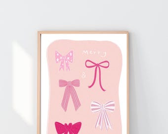 Merry and Bright Nursery Print: Pink Christmas Decor
