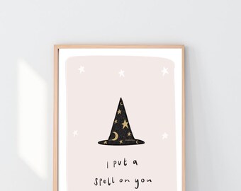 I Put A Spell On You Print: Pink Halloween Nursery Art