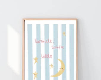 Twinkle Star Nursery Print | Light Blue Baby Shower Gift