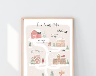 North Pole Nursery Print: Pink Christmas Wall Art
