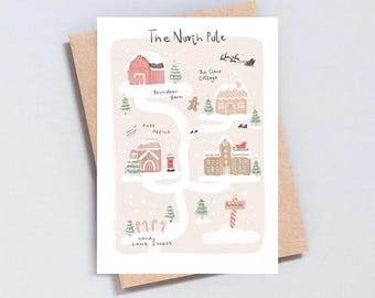 North Pole Map Christmas Card | Holiday Greetings