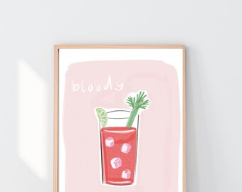 Bloody Mary Cocktail Print: Trendy Kitchen Wall Art
