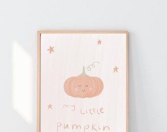 My Little Pumpkin Print | Baby Shower Gift, Pink Nursery Art