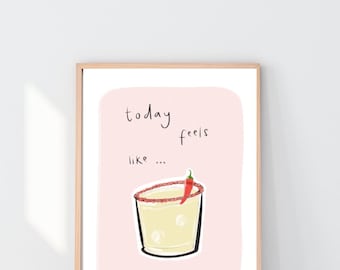 Spicy Margarita Print: Trendy Cocktail Kitchen Wall Art
