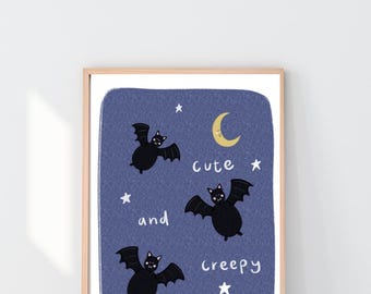 Creepy Bat Art Print | Halloween Nursery Decor
