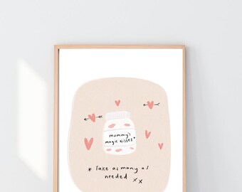 Mummy's Kisses Art Print, Nursery Decor, Children's Room