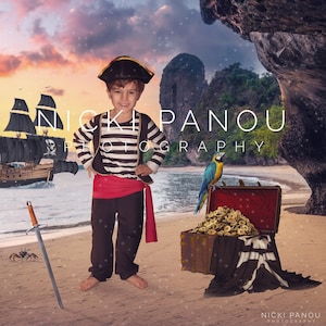 Pirate&#39;s cove - 2 pack Digital Background Children&#39;s Fun Fantasy Photoshop Whimsical Composite Kids Pets.