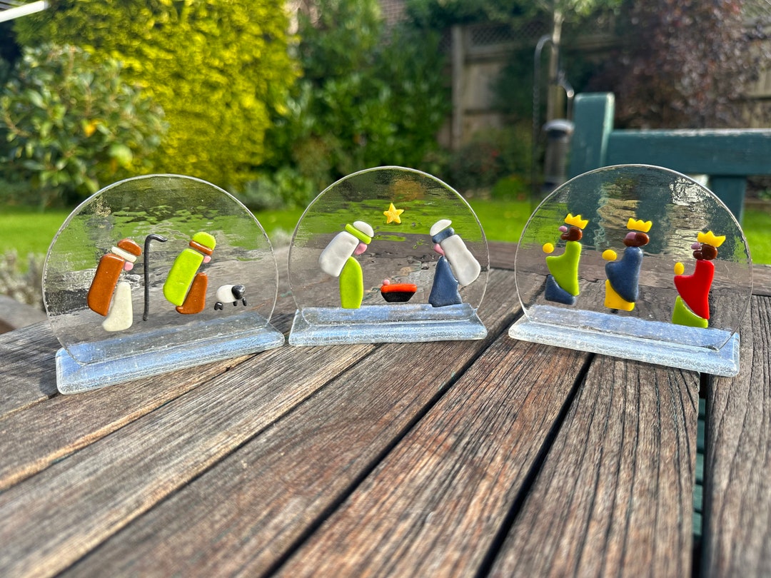 Nativity Scene / Fused Glass / Christmas / Tea Light Holders Etsy