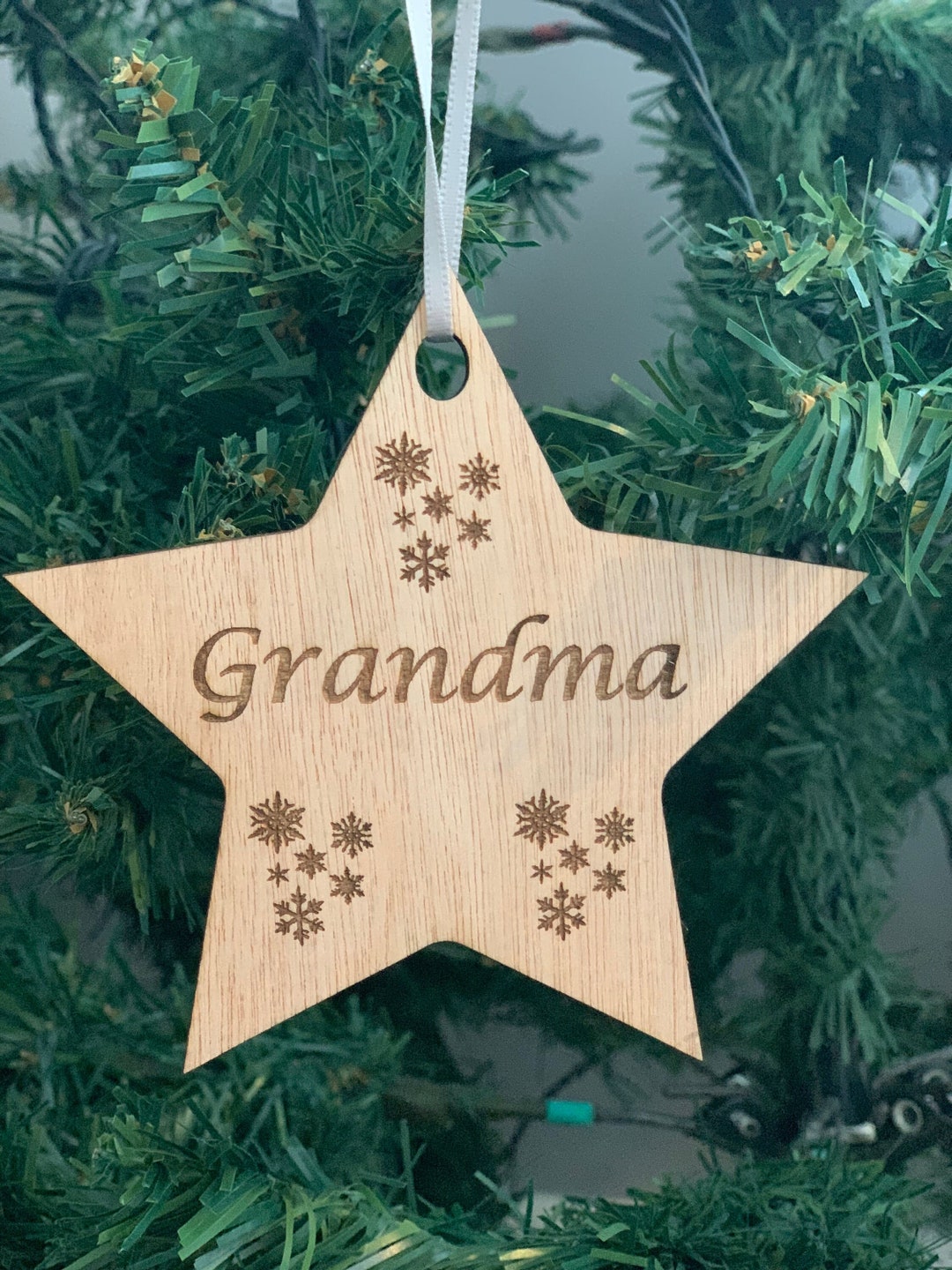 Personalised Wooden Star Christmas Tree Decoration Etsy UK