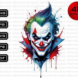 T-shirt prints |Digital Product | JOKER 01 | t-shirt designs | DIY | vector print | 4k High resolution designs|svg,png,eps,jpg,pdf