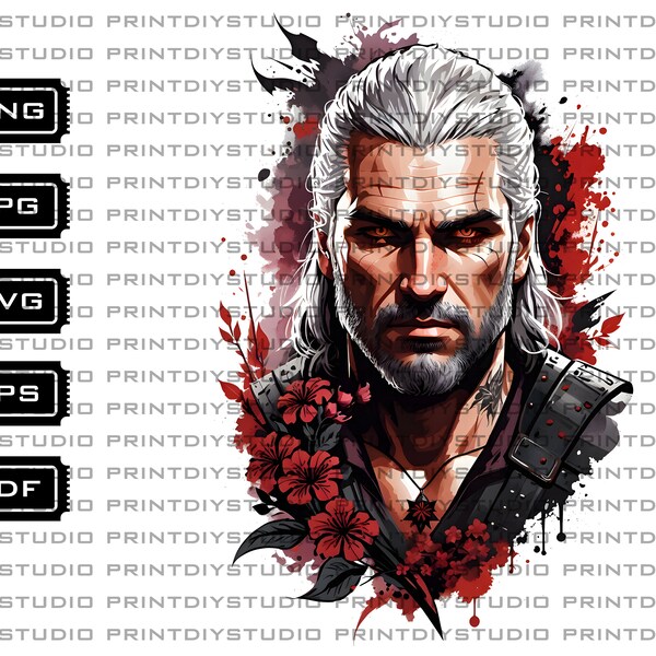 T-shirt prints |Digital Product | WITCHER GERALT | t-shirt designs | DIY | vector print | 4k High resolution designs|svg,png,eps,jpg,pdf