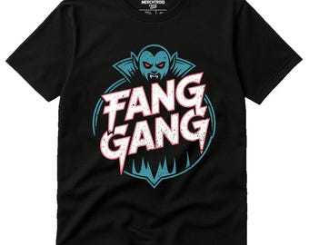 FANG GANG Cyber Punk Neon Vampire T-Shirt, Horror Tee for Men and Women, Perfect Halloween Gift, Gothic Style, Vampire Enthusiast Shirt