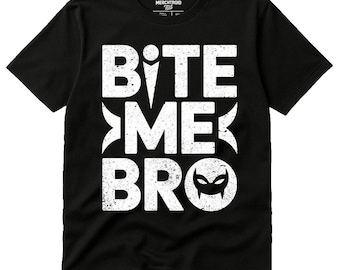 BITE ME BRO Minimalist Geometric Vampire T-Shirt, Unisex Halloween Tee, Funny Vampire Gift, Horror Enthusiast Shirt, Goth Style
