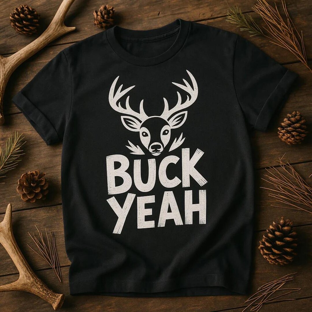BUCK YEAH Hand-drawn Deer Illustration T-shirt, Funny Hunting Shirt ...