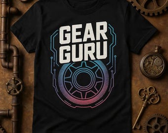GEAR GURU Cyber Punk Neon Steampunk T-Shirt, Vintage Gear Shirt for Men and Women, Tech-Savvy Gift, Retro Steampunk Lovers