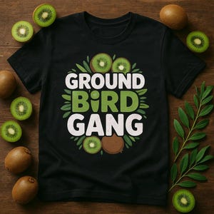 GROUND BIRD GANG Cartoon Pop Kiwi T-Shirt, New Zealand Lover Tee, Unique Gift for Bird Fans, Cute Funny Kiwi Shirt, Animal Apparel