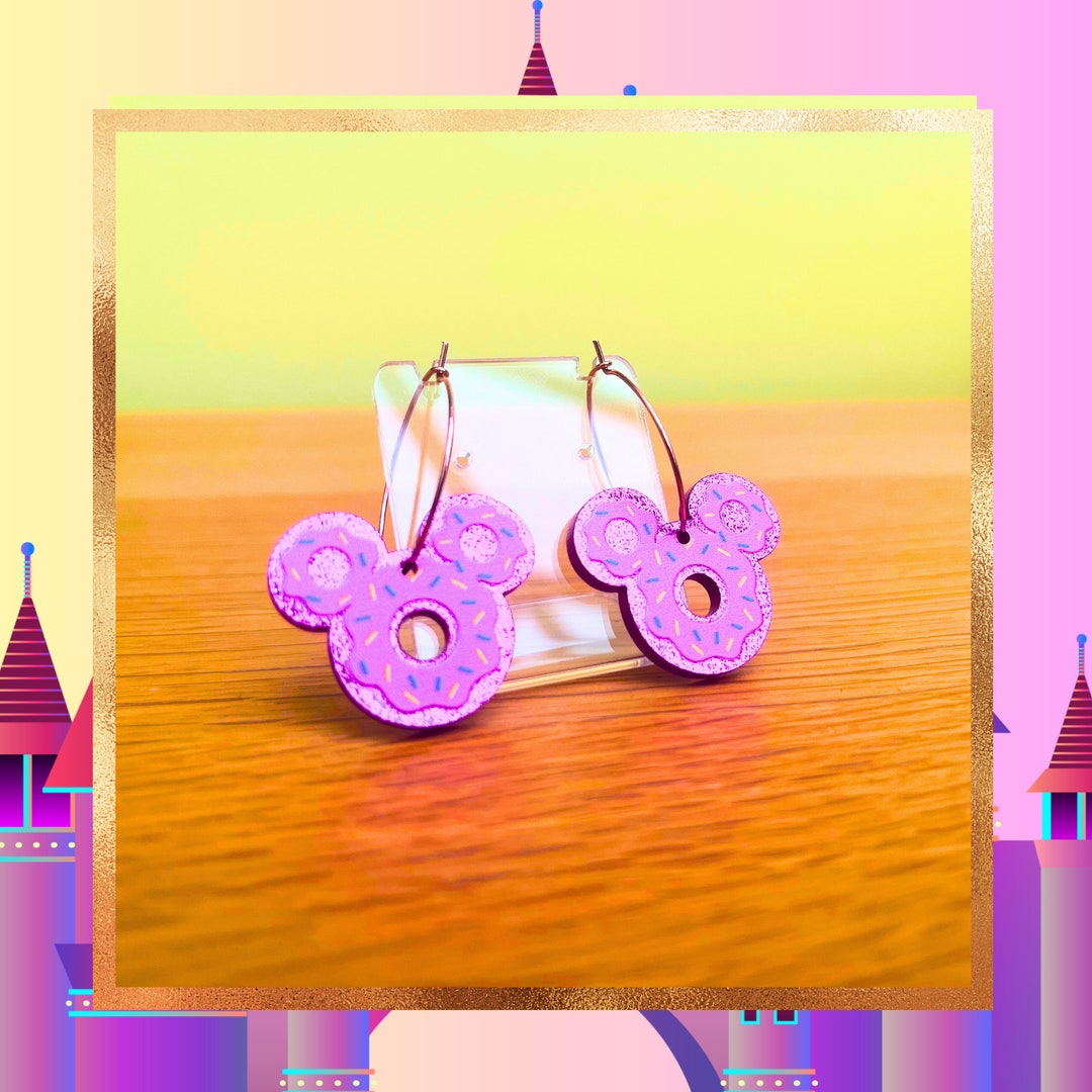 Disney Inspired Mickey Shaped Pink Donut Hoop Earrings Super - Etsy