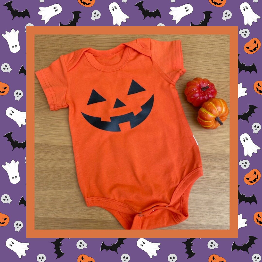 Pumpkin Face Baby Onesie Halloween Romper Spooky Babygrow Etsy